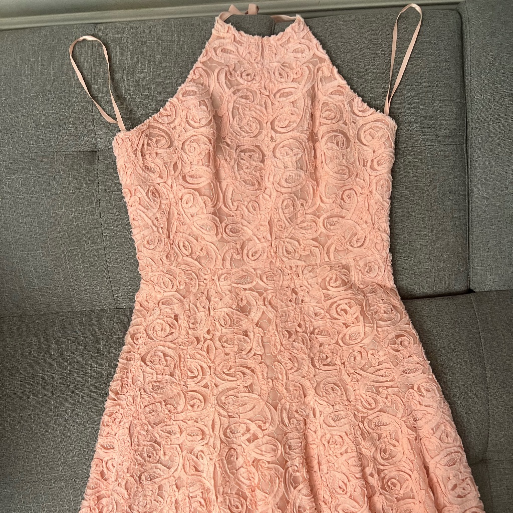 Bcbgmaxazria Basanti Soutache Lace Sleeveless Mini Halter Cocktail Dress